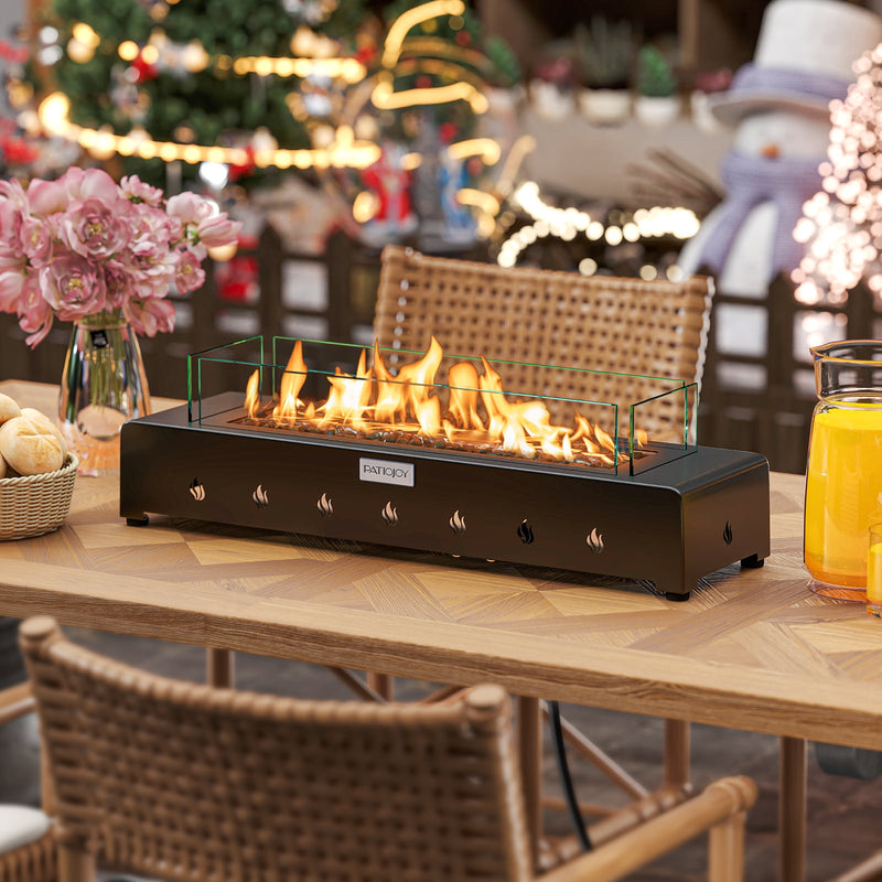 Costway - Portable Mini Fireplace with Wind Guard and Stainless Steel Burner