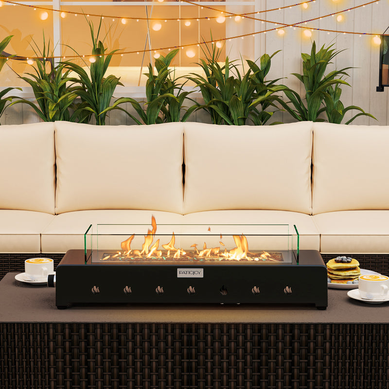 Costway - Portable Mini Fireplace with Wind Guard and Stainless Steel Burner