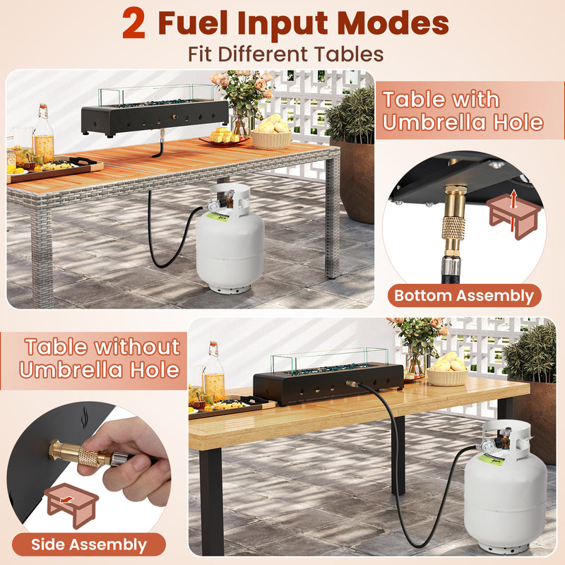 Costway - Portable Mini Fireplace with Wind Guard and Stainless Steel Burner
