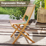 Costway - 2 Pieces Teak Wood Outdoor Dining Chairs with Slatted Sea
