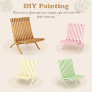 Costway - Folding Teak Wood Outdoor Lounge Chair with Slatted Seat and Backrest