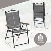 Costway - Set of 2 Patio Folding Sling Back Camping Deck Chairs-Gray