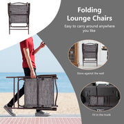 Costway - Set of 2 Patio Folding Sling Back Camping Deck Chairs-Gray