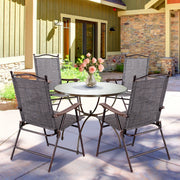 Costway - Set of 2 Patio Folding Sling Back Camping Deck Chairs-Gray