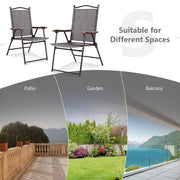 Costway - Set of 2 Patio Folding Sling Back Camping Deck Chairs-Gray