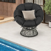 Costway - PE Wicker Papasan Chair with Thick and Removable Cushion-Black