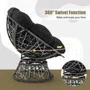 Costway - PE Wicker Papasan Chair with Thick and Removable Cushion-Black