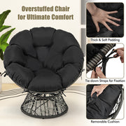 Costway - PE Wicker Papasan Chair with Thick and Removable Cushion-Black