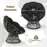 Costway - PE Wicker Papasan Chair with Thick and Removable Cushion-Black