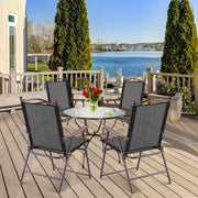 Costway - Set of 2 Patio Folding Sling Back Camping Deck Chairs-Coffee
