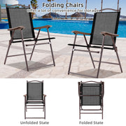 Costway - Set of 2 Patio Folding Sling Back Camping Deck Chairs-Coffee
