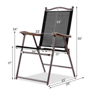 Costway - Set of 2 Patio Folding Sling Back Camping Deck Chairs-Coffee