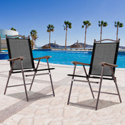 Costway - Set of 2 Patio Folding Sling Back Camping Deck Chairs-Black