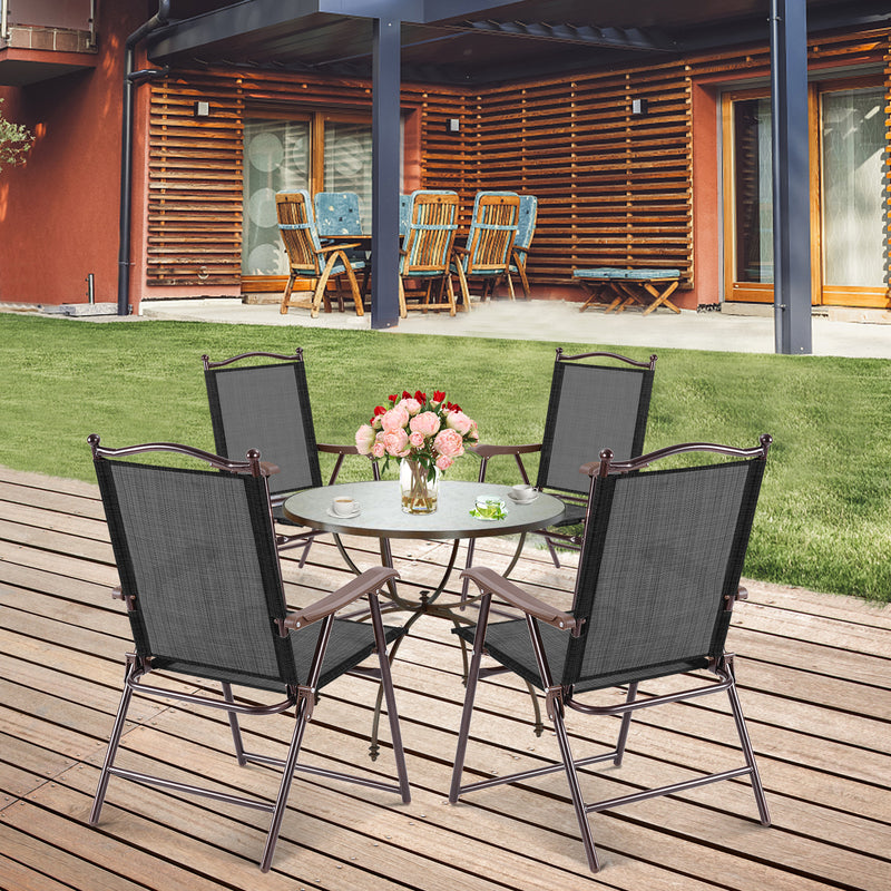 Costway - Set of 2 Patio Folding Sling Back Camping Deck Chairs-Black