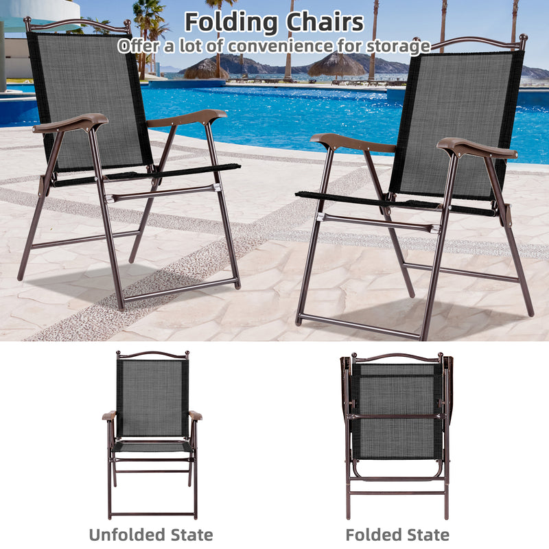 Costway - Set of 2 Patio Folding Sling Back Camping Deck Chairs-Black