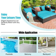 Costway - 5 Pieces Patio Cushioned Rattan Furniture Set-Turquoise