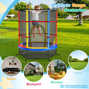 Costway - 55 Inch Kids Recreational Trampoline Bouncing Jumping Mat with Enclosure Net-Yellow