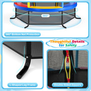 Costway - 55 Inch Kids Recreational Trampoline Bouncing Jumping Mat with Enclosure Net-Yellow