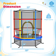 Costway - 55 Inch Kids Recreational Trampoline Bouncing Jumping Mat with Enclosure Net-Yellow