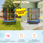 Costway - 55 Inch Kids Recreational Trampoline Bouncing Jumping Mat with Enclosure Net-Yellow
