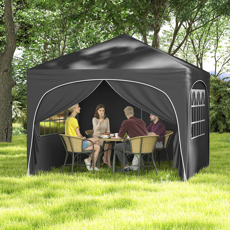 Costway - 10 X 10 FT Pop up Canopy Tent with 4 Removable Sidewall-Gray