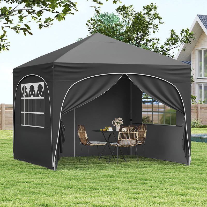 Costway - 10 X 10 FT Pop up Canopy Tent with 4 Removable Sidewall-Gray