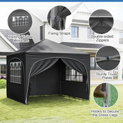 Costway - 10 X 10 FT Pop up Canopy Tent with 4 Removable Sidewall-Gray