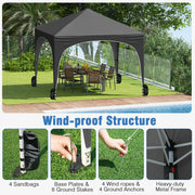 Costway - 10 X 10 FT Pop up Canopy Tent with 4 Removable Sidewall-Gray