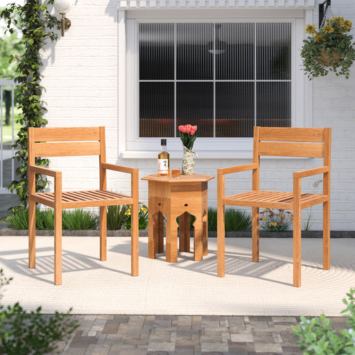 Costway - Outdoor Patio Dining Teak Wood Armchair