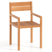 Costway - Outdoor Patio Dining Teak Wood Armchair