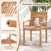 Costway - Outdoor Patio Dining Teak Wood Armchair
