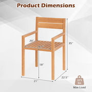 Costway - Outdoor Patio Dining Teak Wood Armchair