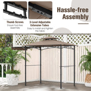 Costway - 11 x 5 FT Grill Gazebo with Side Awning and Double-Tiered Top-Brown
