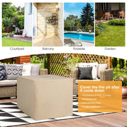 Costway - 9 Pieces Outdoor Wicker Sectional with 35 Inch Gas Fire Pit Table-Red