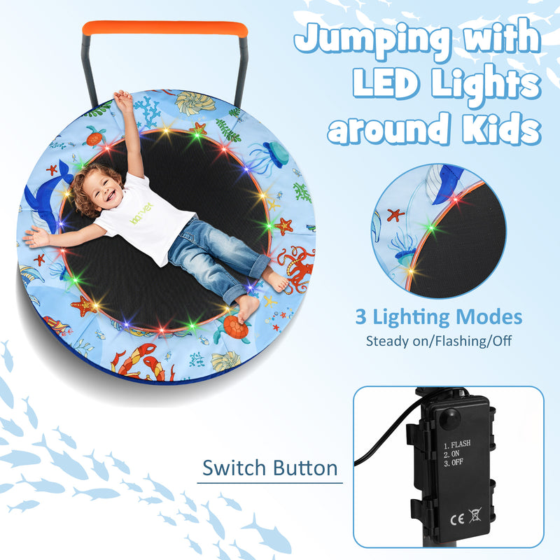 Costway - Mini Trampoline Folding Small Rebounder for Kids with Lights-Blue