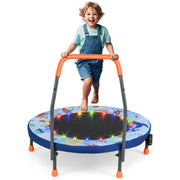 Costway - Mini Trampoline Folding Small Rebounder for Kids with Lights-Blue