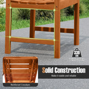 Costway - Outdoor Wooden Dining Chairs with Inclined Backrests and Slatted Seats