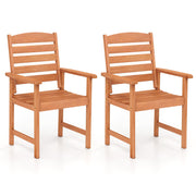 Costway - Outdoor Wooden Dining Chairs with Inclined Backrests and Slatted Seats