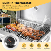 Costway - Stainless Steel Propane Grill with Lid for Outdoor Camping Tailgating Picnic Party-Silver
