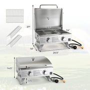 Costway - Stainless Steel Propane Grill with Lid for Outdoor Camping Tailgating Picnic Party-Silver