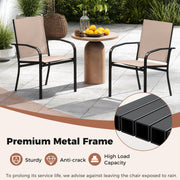 Costway - Outdoor Dining Chairs Set of 2 with High Back and Metal Frame-Light Brown