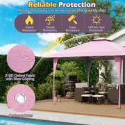 Costway - 13 X 13 FT Pop up Gazebo with Portable Carrying Bag 8 Stakes and 4 Wind Ropes-Pink