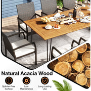 Costway - 9 Pieces Outdoor Patio Dining Set with Soft Cushions and Acacia Wood Square Table