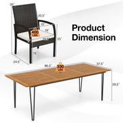 Costway - 9 Pieces Outdoor Patio Dining Set with Soft Cushions and Acacia Wood Square Table