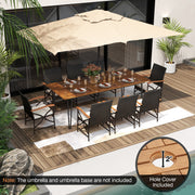 Costway - Wicker Patio Furniture Set of 8 Armchairs with Soft Cushions and Acacia Wood Square Table