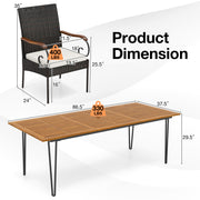 Costway - 9 Pieces Outdoor Patio Dining Set with Soft Cushions and Umbrella Hole
