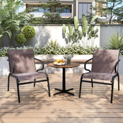 Costway - Modern Patio Chairs Set of 2 with Breathable Fabric for Porch-Coffee