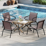 Costway - Modern Patio Chairs Set of 2 with Breathable Fabric for Porch-Coffee