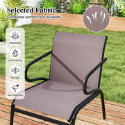 Costway - Modern Patio Chairs Set of 2 with Breathable Fabric for Porch-Coffee