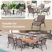 Costway - Modern Patio Chairs Set of 2 with Breathable Fabric for Porch-Coffee